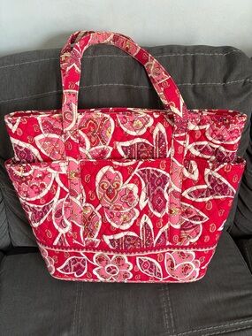 Vera Bradley Red and Pink Quilted Paisley Tote